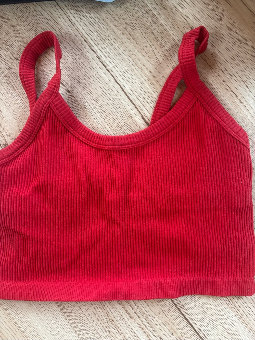 Red Ribbed Tank Crop Top